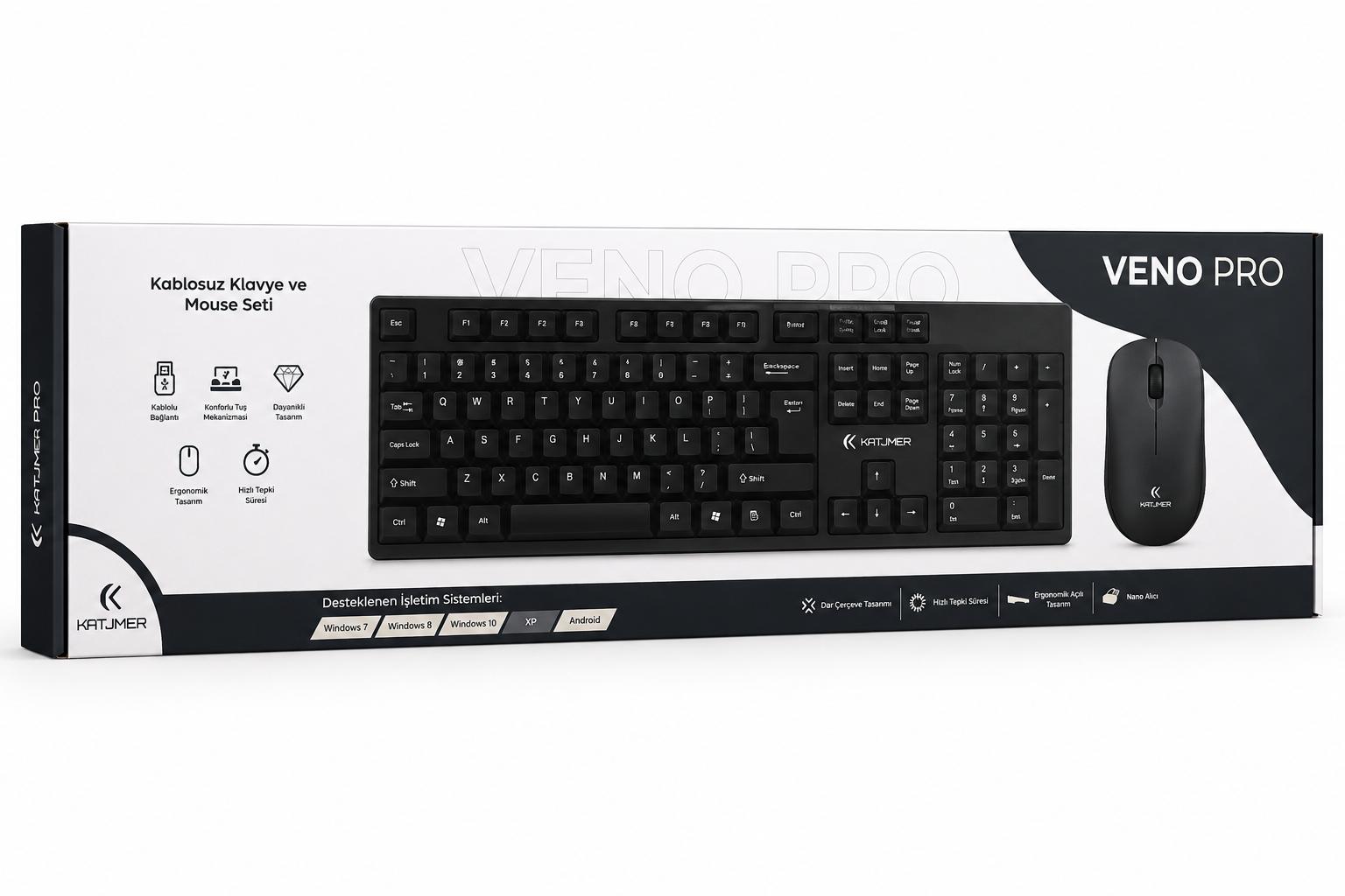 KATJMER KABLOSUZ KLAVYE VE MOUSE SETİ VENO PRO
